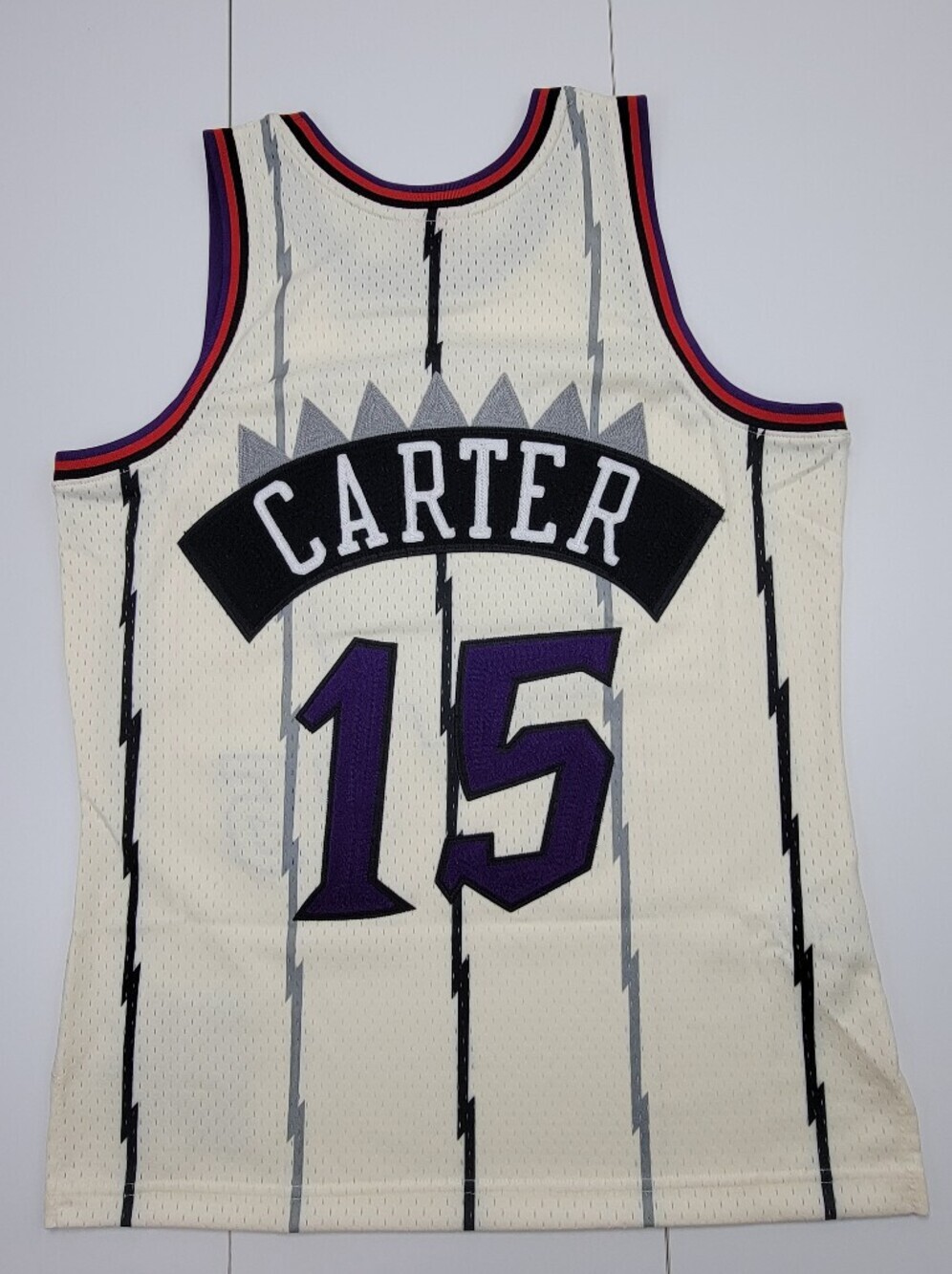 Vince Carter Raptors Mitchell & Ness Cream Chainstitched NBA Jersey Size M New - Picture 2 of 9